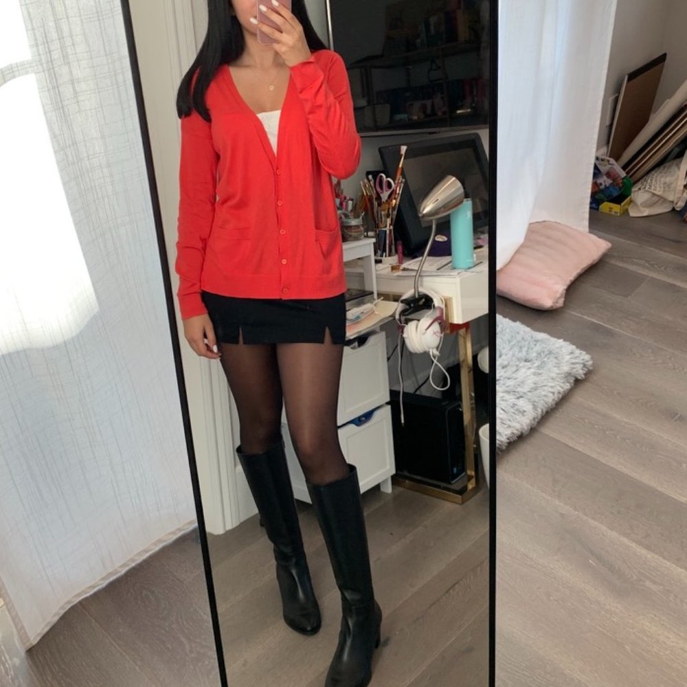 Gap Oversized Made With Silk Cardigan in Red/Coral